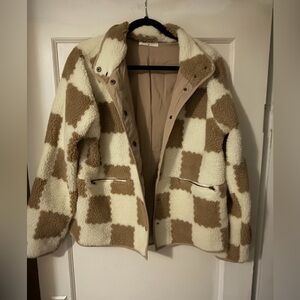 Cozy Checkered Teddy Jacket